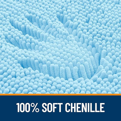OLANLY Bathroom Rugs 30x20, Extra Soft Absorbent Chenille Bath Rugs, Rubber Backing Quick Dry, Machine Washable Bath Mats for Bathroom Floor, Tub and Shower, Home Decor Accessories, Sky Blue