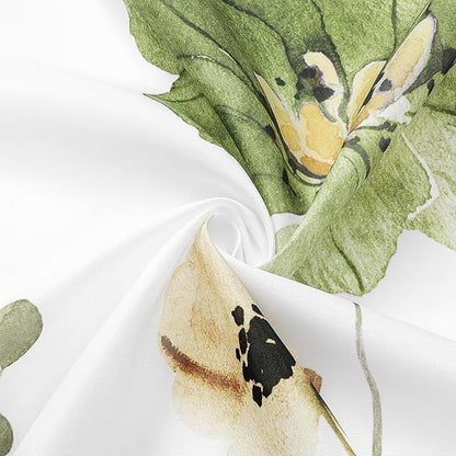 Gibelle Watercolor Floral Shower Curtain, Olive Green Beige Flower Shower Curtain for Bathroom, Modern Minimalist Waterproof Fabric Shower Curtain Set 72x72 Inch