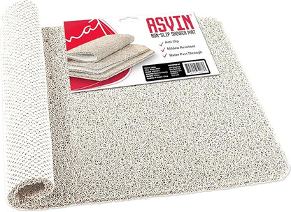 Asvin Soft Textured Bath, Shower, Tub Mat, 24x16 Inch, Phthalate Free, Non Slip Comfort Bathtub Mats with Drain, PVC Loofah Bathroom Mats for Wet Areas, Quick Drying