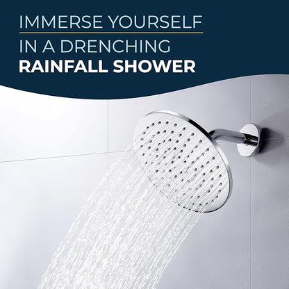 HammerHead Showers® Solid Metal 8 Inch Rainfall Shower Head – CHROME - Shower Head Rainfall - 2.5 GPM High Flow Shower Head Optimized for Pressure – Large Round Rain Shower Heads