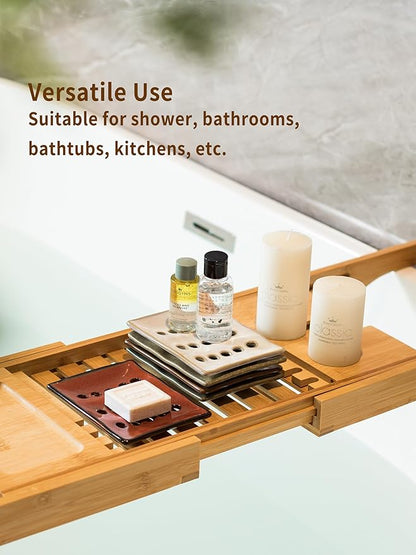 Soap Holder with Self Drain, Ceramic Soap Dishes for Bar, Shower, Japanese Soap Tray for Kitchen and Bathroom, Keep Sink Dry and Tidy, Red