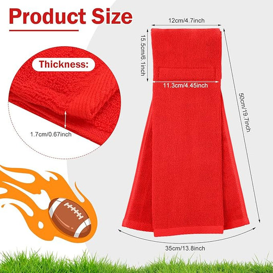 Shimeyao 3 Pcs Cotton Sports Football Towel with Closure Pitching Football Sweat Towel for Sports Gym Men Women Accessories(Black, Red, and White, Various)