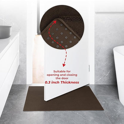 American Soft Linen Bath Rug, 17 in 24 in 100% Cotton Bath Mats Rugs for Bathroom, Slip Reducer Washable Shaggy Form Area Rugs, Brown Bath Rug