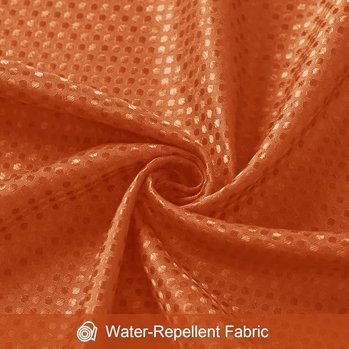 3 in 1 Long Burnt Orange Shower Curtain Set-72 W x 78 H, Modern Waffle and PEVA Liner Set with 12 Stainless Steel Hooks, Waterproof Fabric for Bathroom