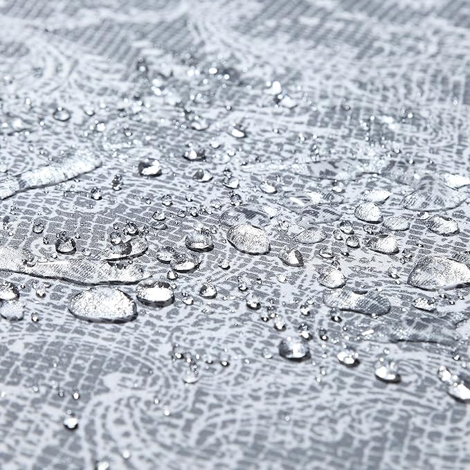 Extra Long Shower Curtain - Chantilly Lace Design, Heavyweight Polyester, Black to White Ombre, 72" W x 84" H