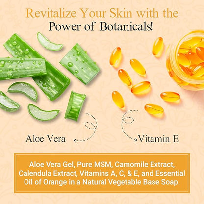 At Last Naturals MSM Soap Bar Body Soap for Men and Women Fine Line Wrinkle Reduction Herbal Moisturizer with Aloe Vera Vitamin E Essential Oils Deep Cleansing for Sensitive Skin 3 Ounce (Pack of 3)
