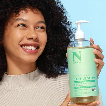 Dr. Natural Castile Liquid Soap - Multi-Use Body Wash, Shampoo and Face Wash - Hydrating Body Soap for Skin, Hair, Pets and Home - Eucalyptus - 32 oz