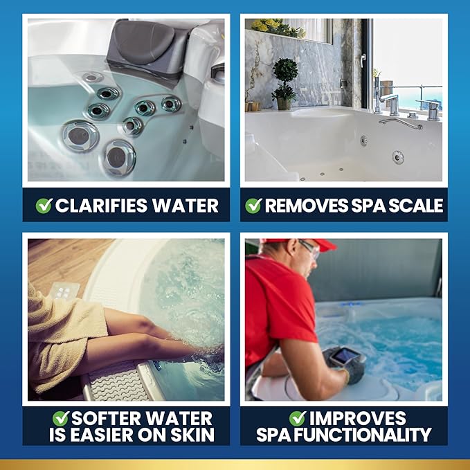 Hot Tub Hard Water Calcium Remover with Scale and Stain Clarifier, Soften Treat and Reduce Spa Deposits - 16oz (Pint)