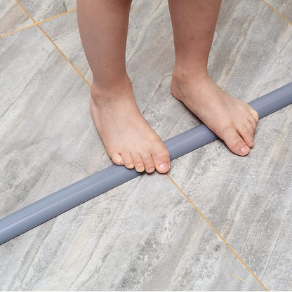 Bathroom Foldable Block water Stopper sealing strip shower threshold dam Self-adhesive silicone shower barrier (66 Inch-Gery)