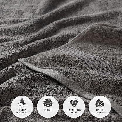 Superior Egyptian Cotton Face Towel/Washcloth Set, Small Towels for Home Bathroom, Master, Guest Bath, Decor Essentials, Quick Dry, Absorbent, Spa, Hotel, Resort, Adult, Kids, Set of 10, Charcoal