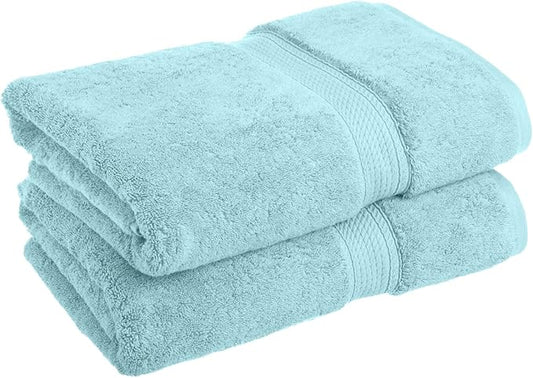 BLUENILEMILLS BNM Egyptian Cotton 2-Piece Towel Set, Includes 2 Bath Towels, Attached Loop for Easy Hanging and Storage, Hotel Quality, Perfect for Bathroom, Gym, Shower Space, or Spa, Sea Foam