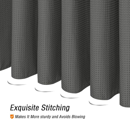 Gibelle Charcoal Grey Shower Curtain, Waffle Weave Textured Fabric Shower Curtain for Bathroom - Soft Cloth & Hotel Spa Luxury, Water Repellent, Machine Washable, 72X72, Charcoal Grey