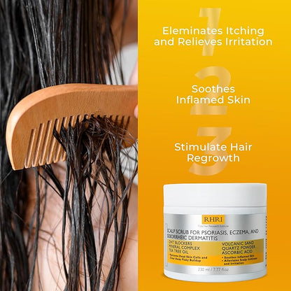 Anti Fungal Pre Shampoo Scalp Scrub for Psoriasis, Eczema & Seborrheic Dermatitis | DHT Blockers, Mineral Complex & Tea Tree Oil | Soothes Scalp and Promotes Hair Growth for Men & Women