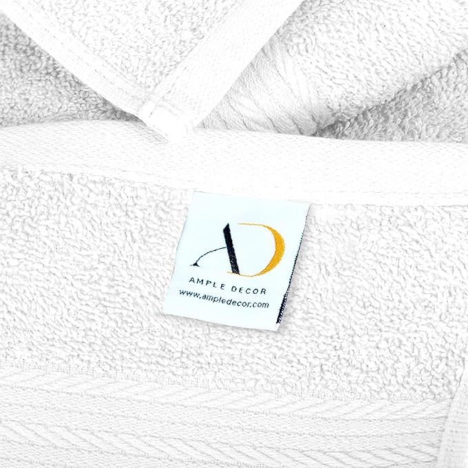 Ample Decor Hand Towel 18 X 28 Inch Pack of 52 600 GSM 100% Cotton,Soft Absorbent Thick Durable Premium Quality, for Hotel, Bathroom, Spa, Daily Use, Gym - Christmas White