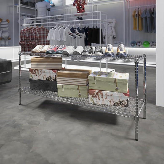 18" Deep x 60" Wide x 27" Height Wire Shelving Kit | 2-Tier | NSF Commercial Storage Rack Unit