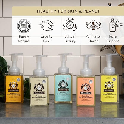 Moon Valley Herbal Foaming Hand Soap, Lemon Rosemary, Mint Lavender, Grapefruit Thyme Three Pack, Vegan, Recyclable Bottle