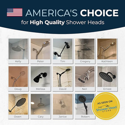 HammerHead Showers® Solid Metal 2 Inch High Pressure Shower Heads - MATTE BLACK – 2.5 GPM Shower Heads High Pressure - High Flow Shower Head with ADJUSTABLE SPRAY PATTERN - Fixed Shower Head