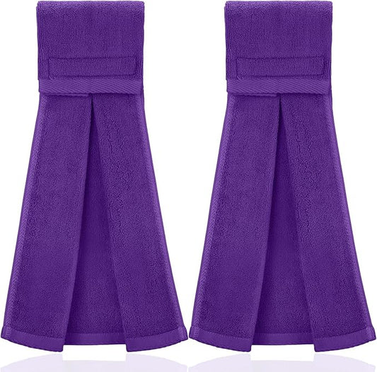 Shimeyao 2 Pcs Cotton Sports Football Towel with Closure Pitching Football Sweat Towel for Sports Gym Men Women Accessories(Purple,Classic)