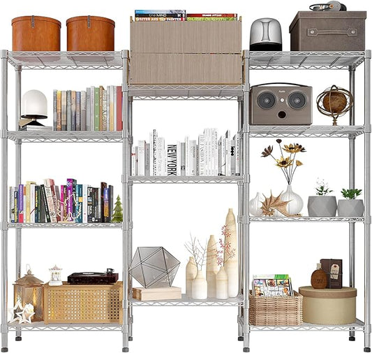 11 Tier Storage Racks Shelving, Heavy Steel Pantry Shelves, Adjustable Wire Shelving Rack, Suitable for Garage, Kitchens, Offices, 22" W x 14" D x 188" H, Silver
