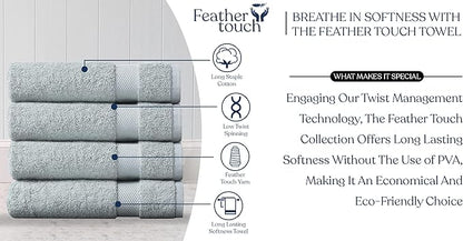 Delara Organic Cotton Luxuriously Plush Bath Sheet Pack of 4 | GOTS & OEKO-TEX Certified | Premium Hotel Quality Towels | Feather Touch Technology|650 GSM Long Staple|Soft, Quick Dry & Ultra-Absorbent