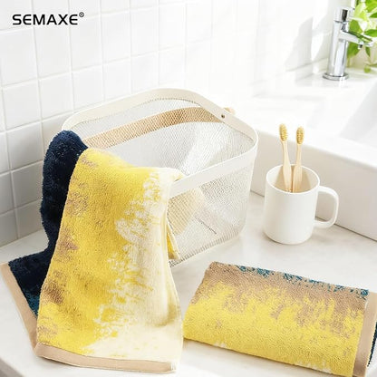 SEMAXE Hand Towels for Bathroom, 100% Cotton Towels with Hanging Loops, Soft and Absorbent, 4 Pack Hand Towel Set for Gym, Shower, Hotel, Spa and Kitchen, Colorful Towel - Beach Collection