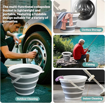 Collapsible Water Bucket (10L / 2.6 Gal) – Portable, Easy to Carry & Store, Ideal for Car Wash, Cleaning, Camping, Fishing and Outdoor Activities with Collapsible Handle Design