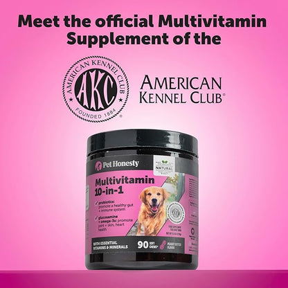 Multivitamin Puppy Treats - Essential Dog Supplements & Vitamins for Learning and Cognitive Development- Probiotics, Omega Fish Oil for Health, Heart & Immunity - Dog Health Supplies