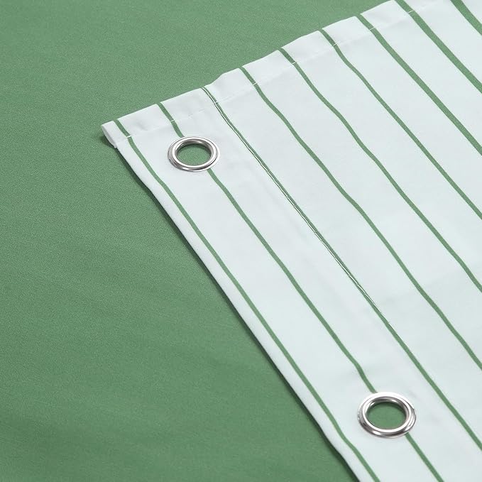 Green Shower Curtain, Sage Green and White Gradient Horizontal Stripe Waterproof Polyester Shower Curtains for Bathroom, 72x72 Inches