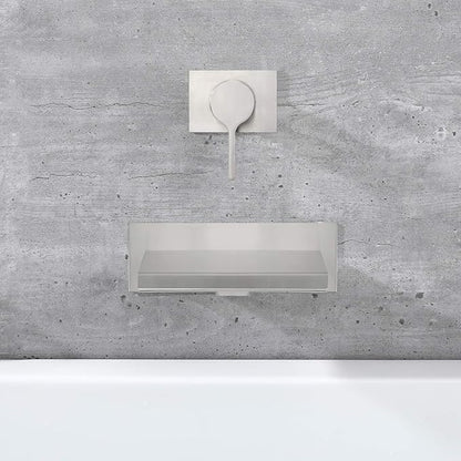 sumerain Waterfall Wall Mount Tub Filler Brushed Nickel with Valve Single Handle Brass High Flow