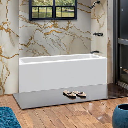 Fine Fixtures Acrylic, Fiberglass Alcove Soaking Bathtub with Integral Apron Front in Glossy White - Right Hand Drain, 48" x 32"