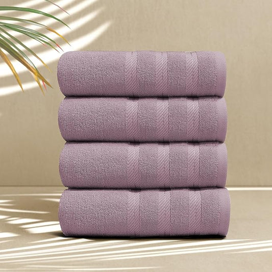 Hearth & Harbor Luxury Hand Towels - 100% Ring Spun Cotton Hand Towels for Bathroom, Shower, Spa, Soft & Absorbent Towels, 4 Piece Set, Dusty Purple