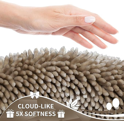 Yimobra Chenille Bathroom Rugs Non Slip, Extra Thick Soft Absorbent Bath Rug 31.5x20 Inch, Machine Washable Quick Dry Bath Mat for Bathroom Floor, Tub and Shower, Home Decor Accessories, Camel