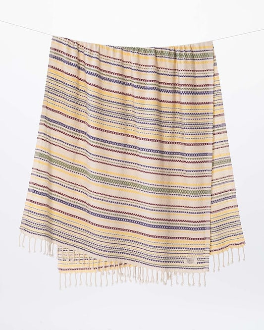 Teema Large Turkish Beach Towel - 100% Turkish Cotton - Sand Free - Fast Drying - Versatile and Multi-Use - The Shoreline (Colorful)
