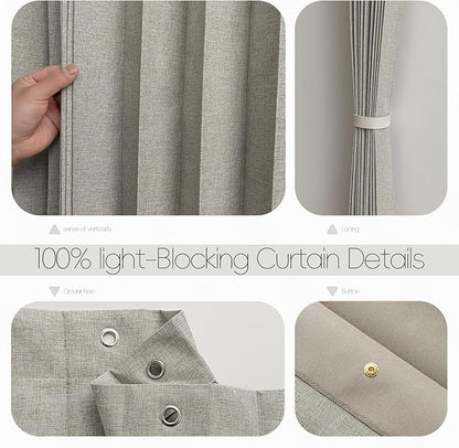 Accordian Door Curtain, 100% Blackout Folding Magnetic Doorway Curtains,Linen Style Closet Doors,for Room Divider,Privacy Protection（W52 x L78,Grey,1 Panel）