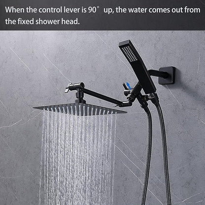 G-Promise Solid Metal Shower Arm Diverter with Holder for Hand Held Showerhead and Fixed Spray Head, G 1/2 3-Way Bathroom Universal Diverter System Replacement Part (Oil Rubbed Bronze)