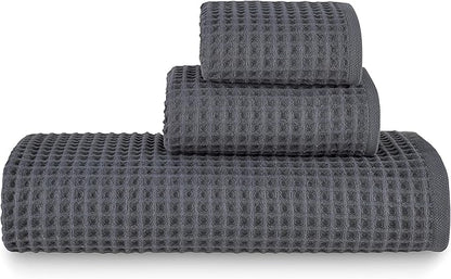 sea me at home Waffle Bath Sheet Set, 100% Turkish Cotton, Includes 1 Bath Sheet, 1 Hand Towel, 2 Face Towels