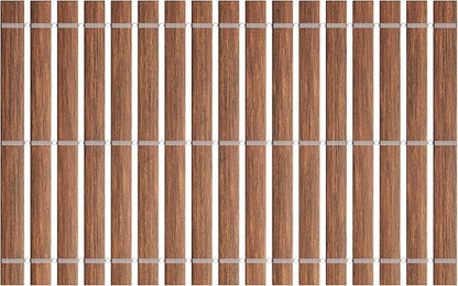 Teak String Shower Mat,Wood Non Slip Bath Mats for Bathroom, Quick Dry Bath Tub Mat for Spa, Sauna, Pool, Hot Tub Flooring Decor and Protector(19.7" W x 31.5" L)