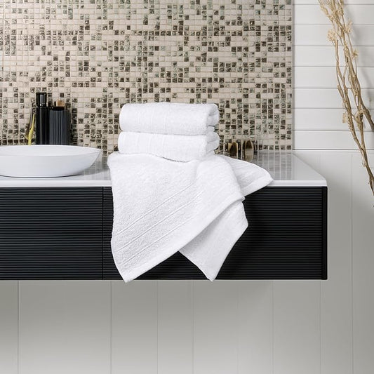 Tens Towels Pack of 6 Hand Towels, 100% Cotton, Lighter Weight, Quick to Dry, 16 x 28 Inches, Super Soft & Absorbent, Perfect for Bathroom & Kitchen, White