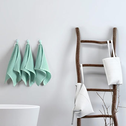 PÜSKÜL Organic Waffle Kitchen Towel 100% Turkish Cotton Set of 3 Ice Green - Premium Quality, Soft, Quick-Dry, Absorbent, Lint-Free Hand Towels 32X16 Inches (3, Ice Green)