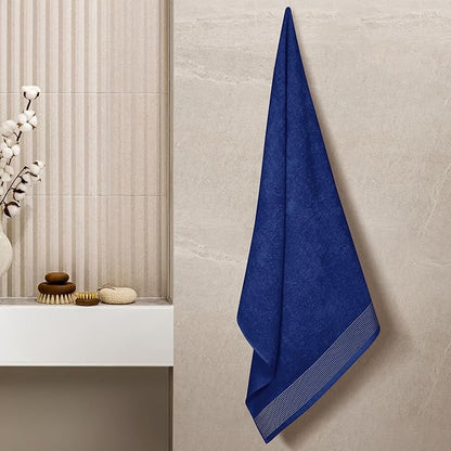 Belizzi Home Ultra Soft 4 Pack Oversized Bath Towel Set 27x54 inches, 100% Cotton Bath Towels, Highly Absorbant Compact Quickdry & Lightweight Towel, Ideal for Gym Travel Camp Pool - Navy Blue