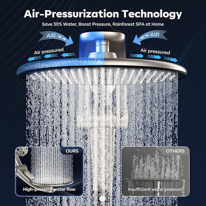 Shower Head with filtered Handheld High Pressure daul Shower Heads with Handheld Spray Combo and 10 Sprays Handheld Shower Head Detachable Shower head Built-in Magnetic Docking and Power Jets