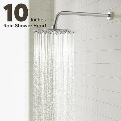 Gabrylly Bathtub Shower System, Shower Faucet Set with Tub Spout, High Pressure 10" Rain Shower head with Handheld Spray, Shower Fixtures with Pressure Balance Shower Valve, Brushed Nickel