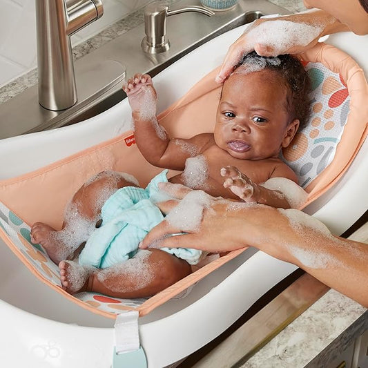 Fisher-Price™ Baby to Toddler Bath 4-in-1 Sling 'N Seat Tub with Removable Infant Support and 2 Toys, Summer Blossoms