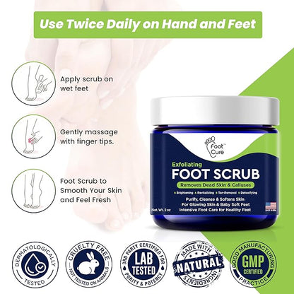 Exfoliating Foot Scrub with Pumice Stone powder - Gentle Moisturizing Foot Scrub for Dry Skin - Cracked Heel Repair for Smooth, Soft Feet - Pedicure Foot Spa 2 Pack