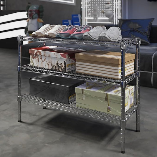 14" Deep x 36" Wide x 27" Height Wire Shelving Kit | 3-Tier | NSF Commercial Storage Rack Unit