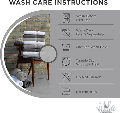 Premium Silver Hand Towels-100% Cotton, Soft & Absorbent, Fast Drying, Elegant Salon Spa Hotel Set of 4 (16''x 28'')