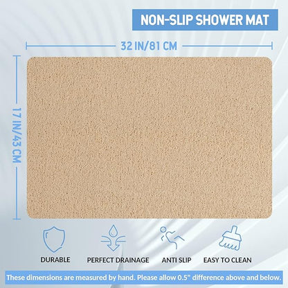 Non Slip Bathtub Mat, Anti Slip Shower Mat, Quick Drying Bath Tub Mats, Foot Scrubber Mat, Anti Slip Mat for Tub, Floor, Bathroom, Home, Kitchen, Hotel (Beige 32"x17")