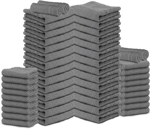 Salon Towels – 50 Pack Grey Hand Towels 100% Cotton Spa Towels – 16x27 inches Highly Absorbable Facial Towels Gym Towels Hair Towels and Face Towels Bulk Small Towels (Not Bleach Proof)