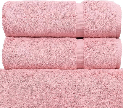 Monogrammed Hand Towel, Personalized Initial Gift, Extra Absorbent 100% Turkish Cotton - Soft Terry Finish - Set of 2 - Black Block Initial C - Embroidered on Pink Towels