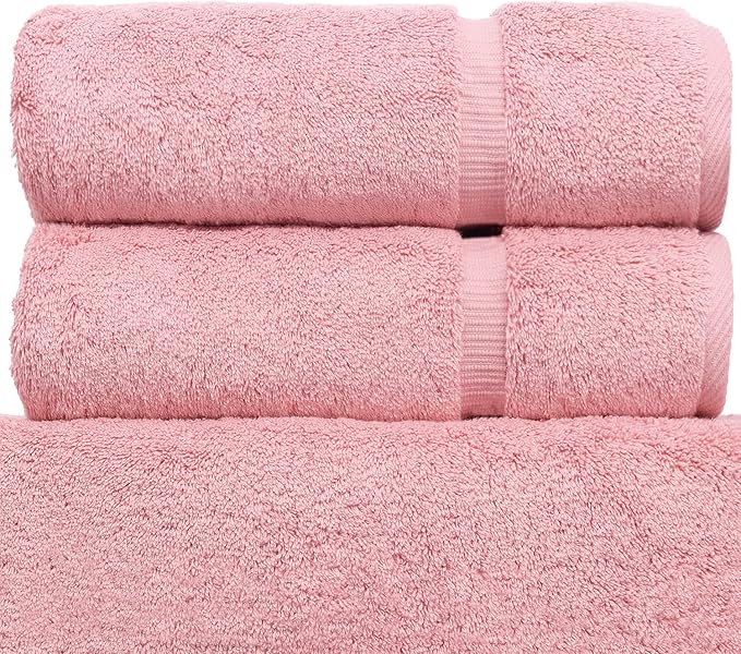 Monogrammed Hand Towel, Personalized Initial Gift, Extra Absorbent 100% Turkish Cotton - Soft Terry Finish - Set of 2 - Black Block Initial B - Embroidered on Pink Towels